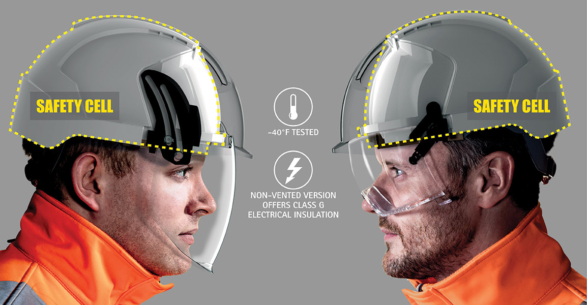 Image hightlighting the safety cell on EVO® VISTA® safety helmets