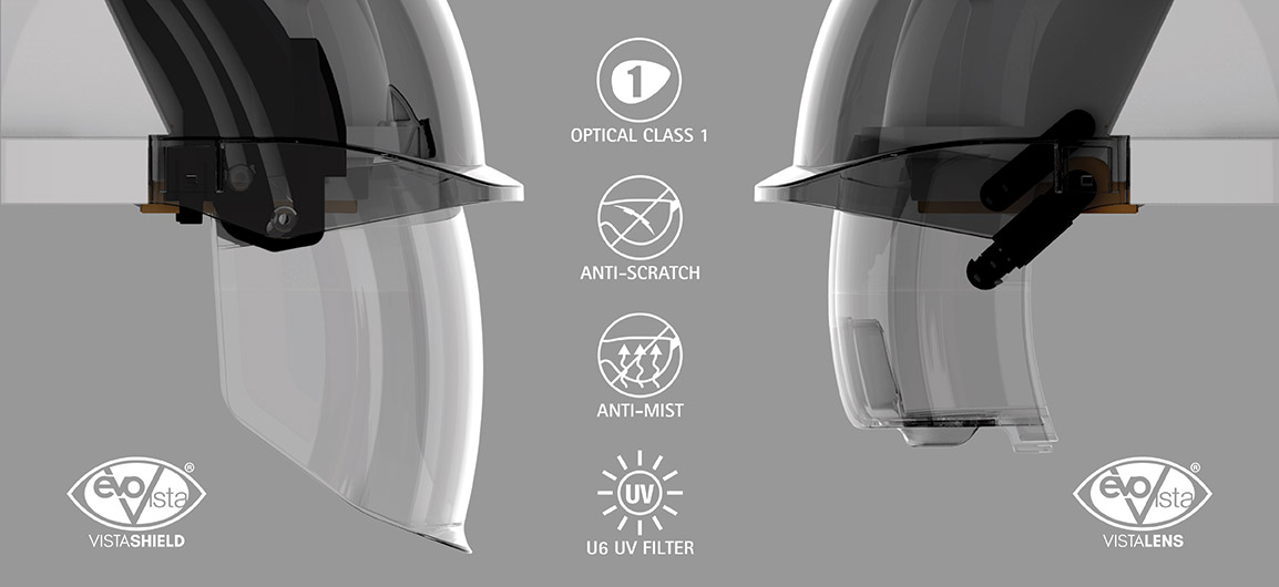 Image depicting the features of the EVO® VISTA® safety helmets