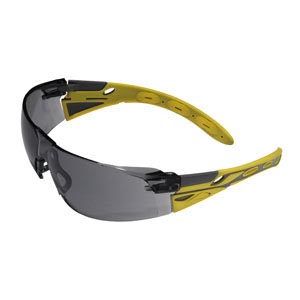 Eiger™ Premium Safety Specs - Smoke K&N Anti-scratch/Anti-mist Lenses - Yellow/Grey Frames